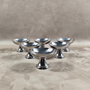Set of 6 ice cream bowls in 18/10 stainless steel vintage Made in France