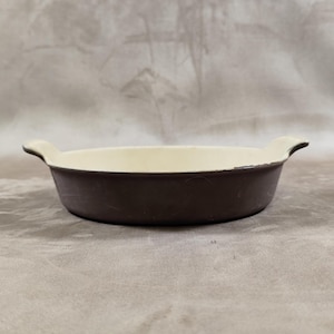 Brown Enamelled Le Creuset Cast Iron Dish Made in France Vintage 1970
