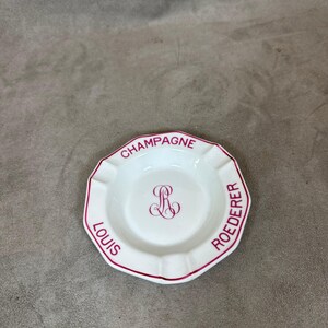 Ashtray Louis Roederer empty-pocket vintage ceramic advertising item white edging red Champagne Reims France vintage