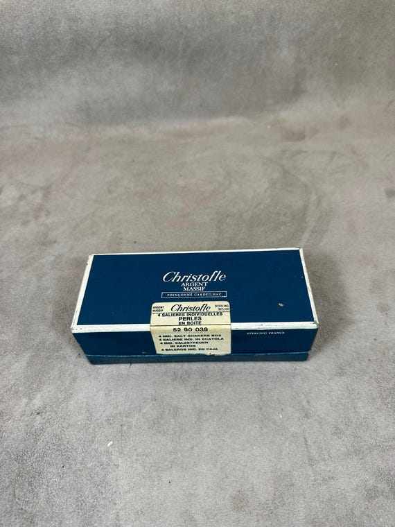 Set De Salière Christofle - 4 Salerons + Saupoudreuse - Cristal Et Argent - Boîte