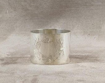 紋章入りシルバーメタルナプキンリング フランス製 ヴィンテージ 1900