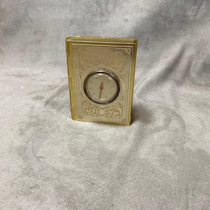 Cigarette box dispenser with thermometer made of wood and gold metal in the shape of a vintage book Made in France