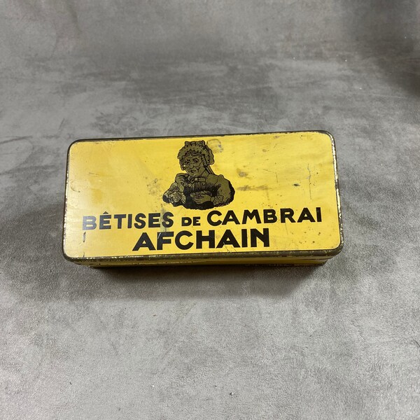 Boite en métal Bêtises de Cambrai de la marque Afchain vintage  Années 1960