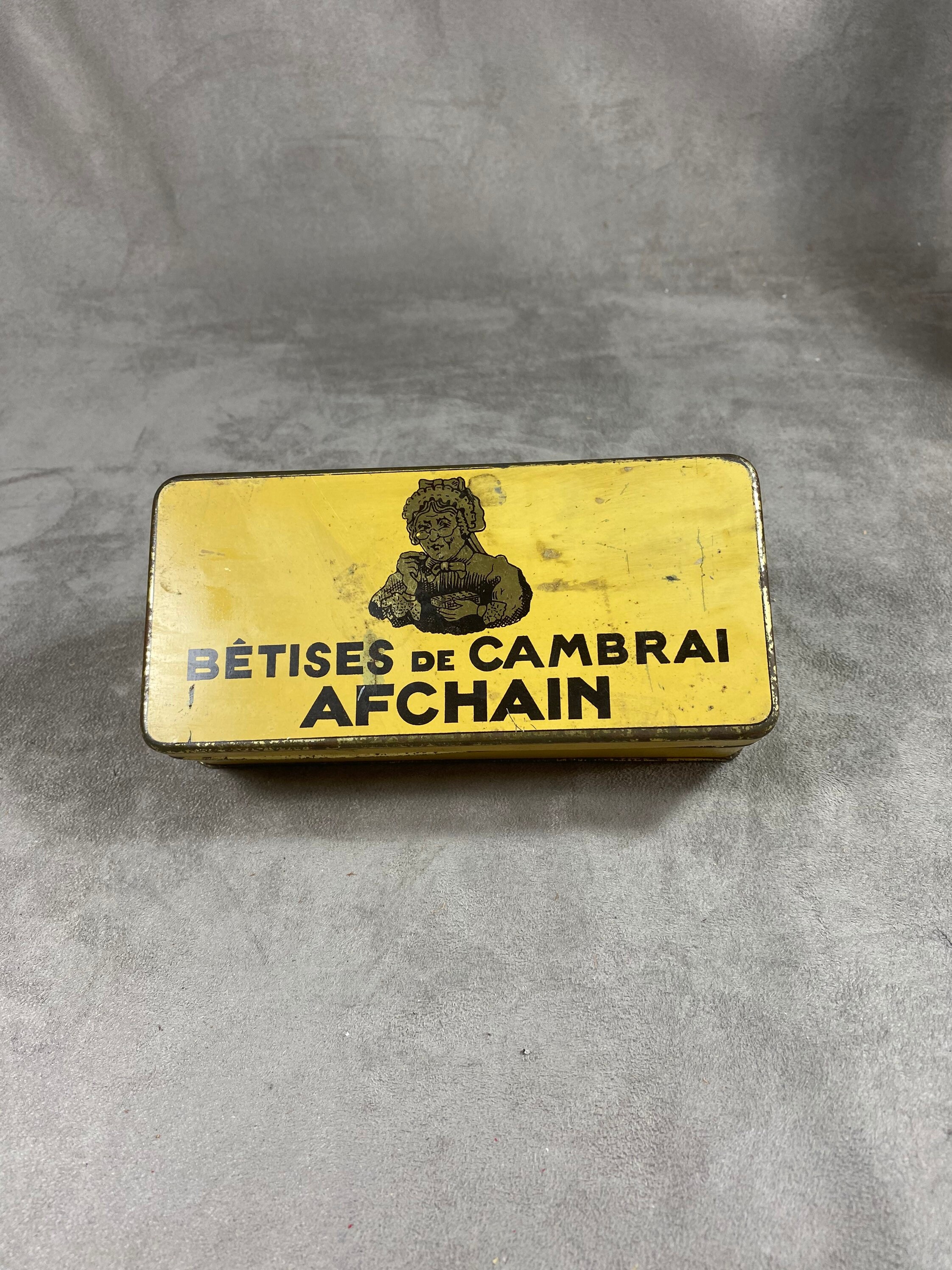 Boite en Métal Bêtises de Cambrai La Marque Afchain Vintage Années 1960