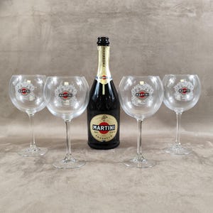 Set of 4 Martini Glasses Made in France Vintage 1990
