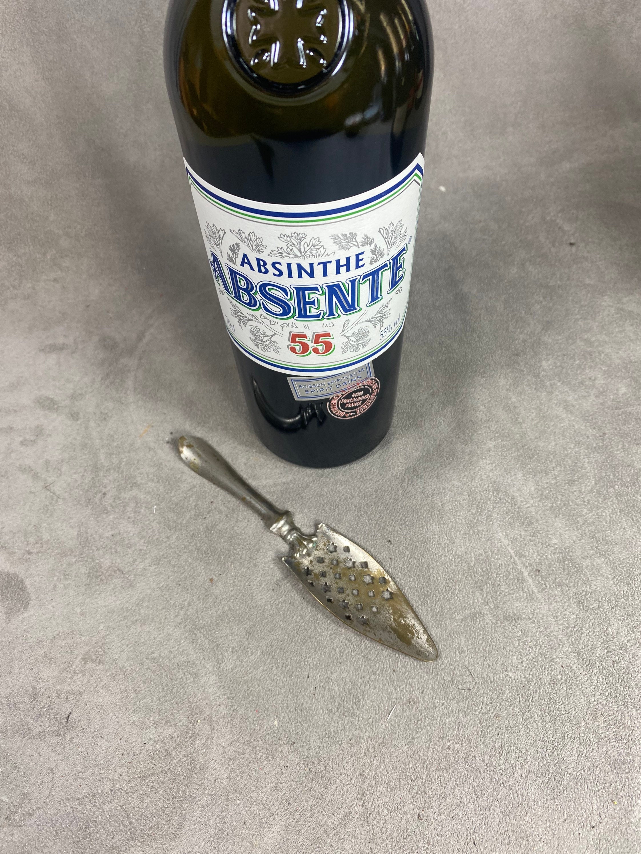 Ancienne Cuillère à Absinthe en Metal Extra Blanc Vintage 1900 Made in France