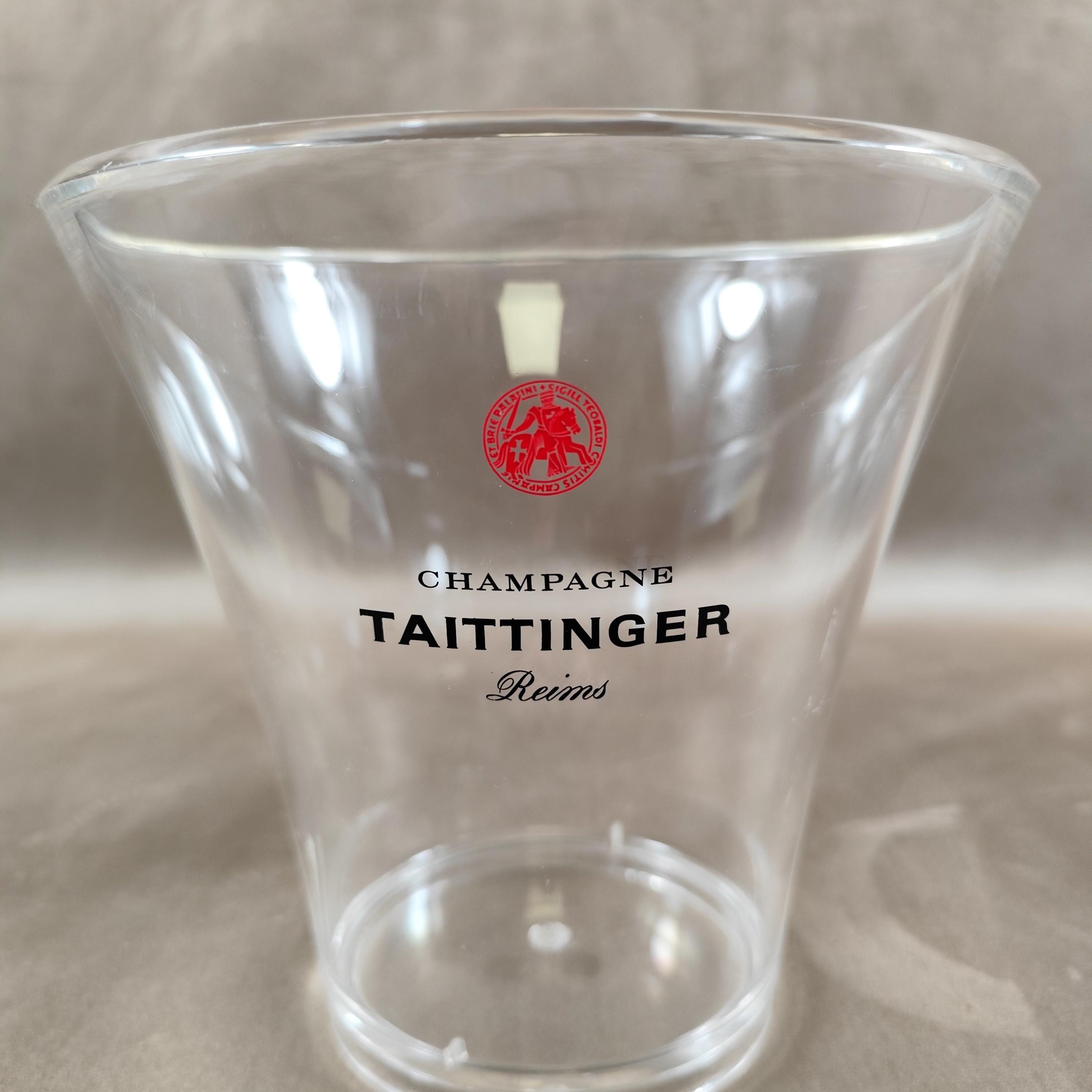 Seau à champagne Taittinger en plastique transparent vintage