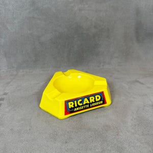 Ricard Bar Ashtray Triangular Yellow Vintage Glass Advertising Ashtray Vintage 1960