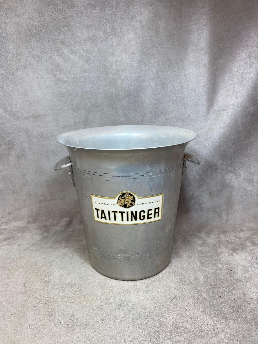Seau à champagne taittinger en métal vintage made in france