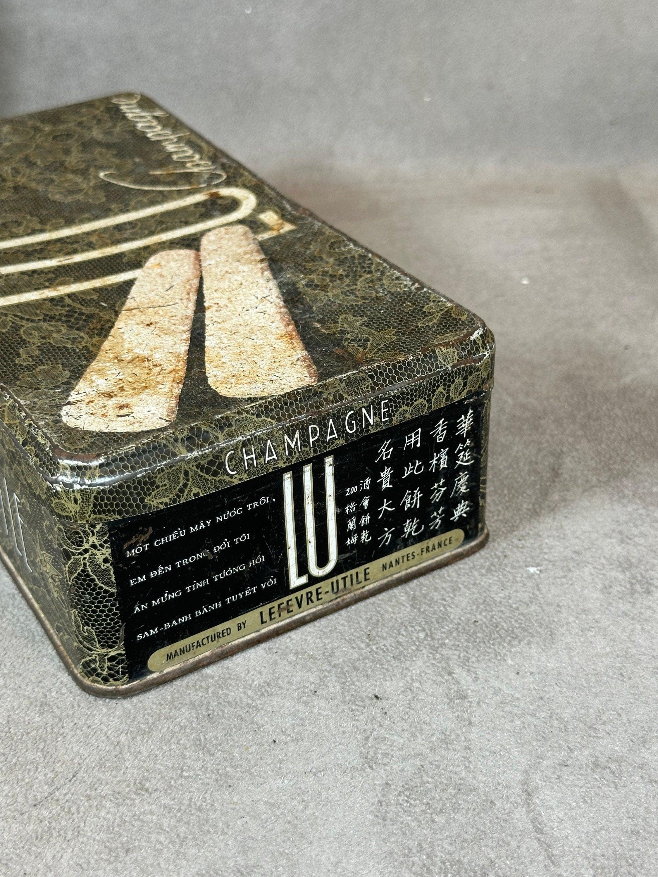 Metal Tin by Lefevre Utile, LU Biscuits Champagne, Made in France Metal Tin by Lefevre Utile, LU Biscuits Champagne, Made in France