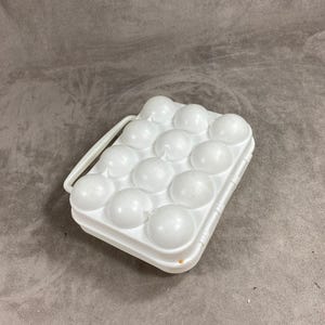 Plastic box 12 eggs Syla white retro kitchen 1960s Made in France