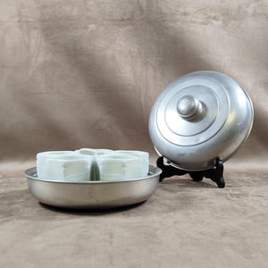 RARE Yogurt maker YALACTA aluminum with 5 jars for yogurt and 1 jar fermenter vintage made in France 1950
