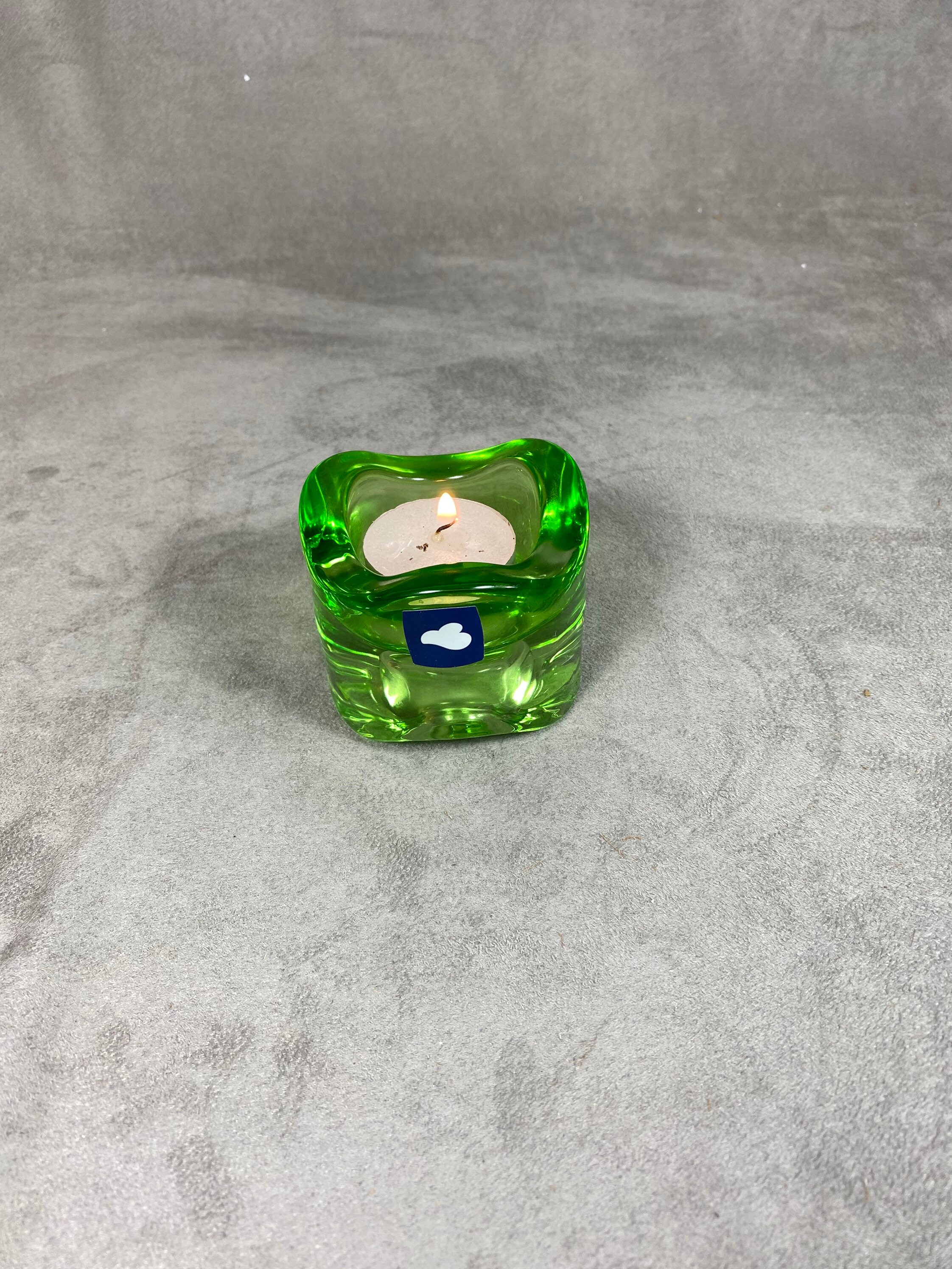 Bougeoir/Photophore Design Leonardo Vert en Verre Années 1980