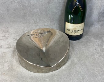 RARE Cendrier à cigare vide poche en acier vintage champagne Moet&Chandon Années 1990 Made in France