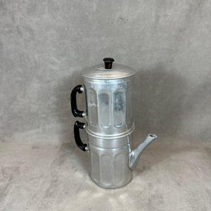 Double Aluminium Coffee Pot, Made in Italy, Vintage 1980