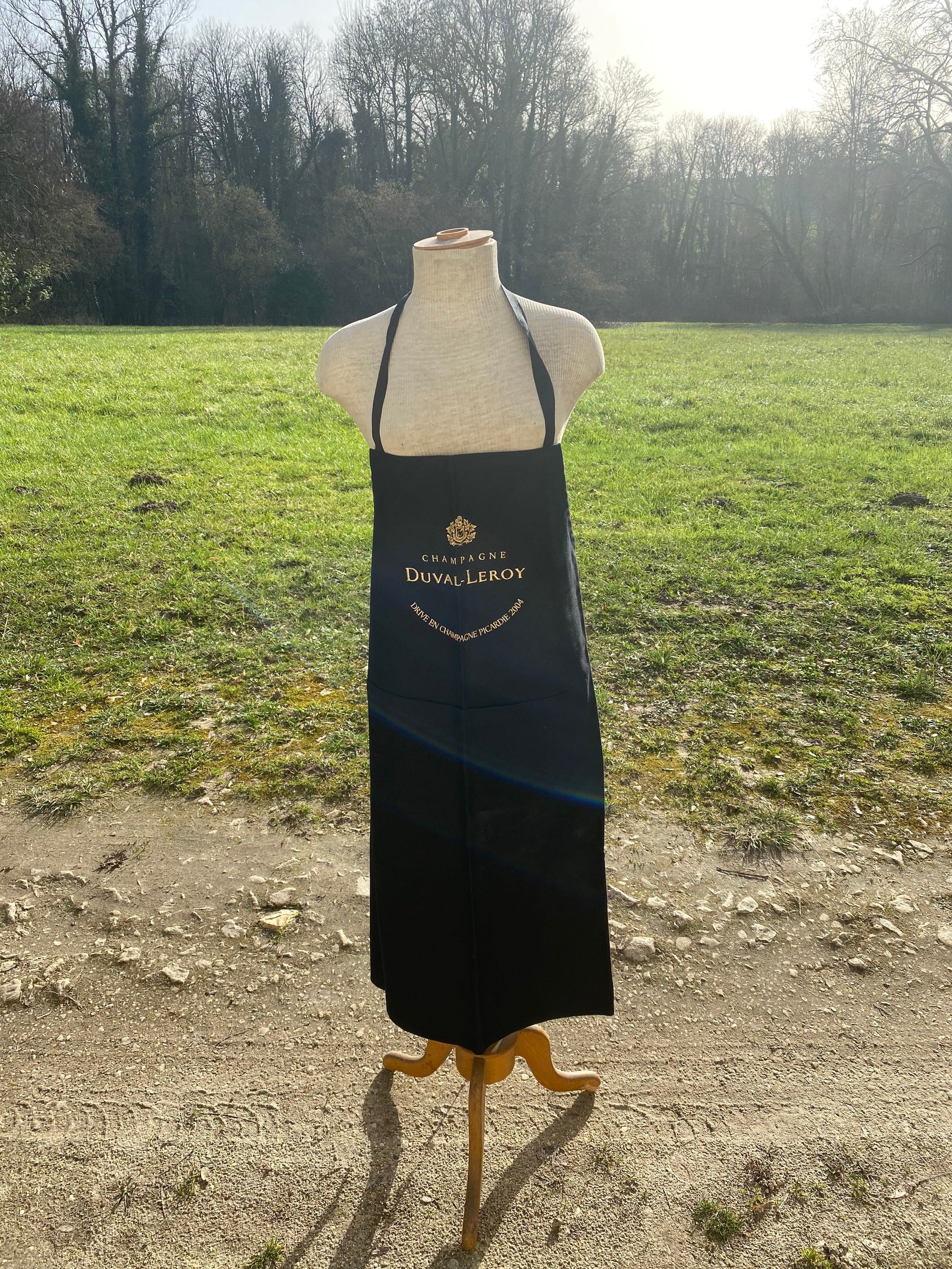 Tablier Sommelier Noir Champagne Duval-Leroy en Coton Vintage Made in France