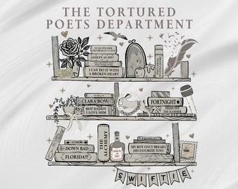 The Tortured Poets Department Digital File, TSwift New Album TTPD Merch, Swiftie TTPD Gift, TTPD Png Floral Book Stack Png, Gift for Fan Era