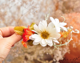 Rustic fall Haar Zubehör Hochzeiten Elfenbein Wald Haarschnitt Haare Clip blumig Hochzeit Haar Stück Braut Blume barrette daisy Haarclip