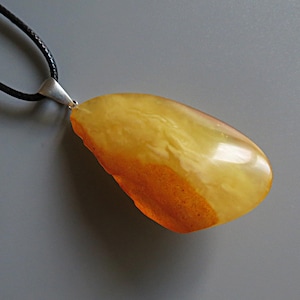 Big Amber Pendant. Genuine Baltic amber. Natural egg yolk amber. Amber silver 925. Gemstone pendant. Gemstone gift. Handmade jewelry. NEW
