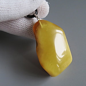 Baltic Amber Pendant. Genuine Baltic amber. Natural yellow amber. Amber with silver 925. Handmade stone jewelry. Big stones jewelry. NEW