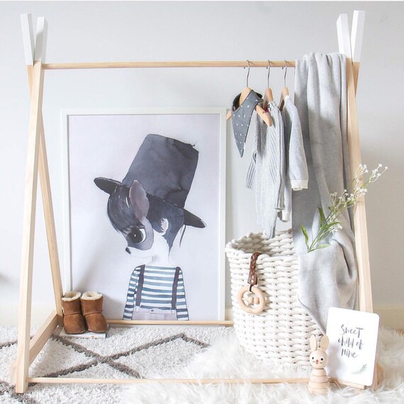 Handmade Children Wooden Clothing Rack Timber Clothes Stand Image 0
