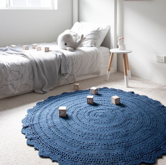 Gehakelter Teppich Rund Grau Kinderzimmer Dekor Kinderzimmer Etsy