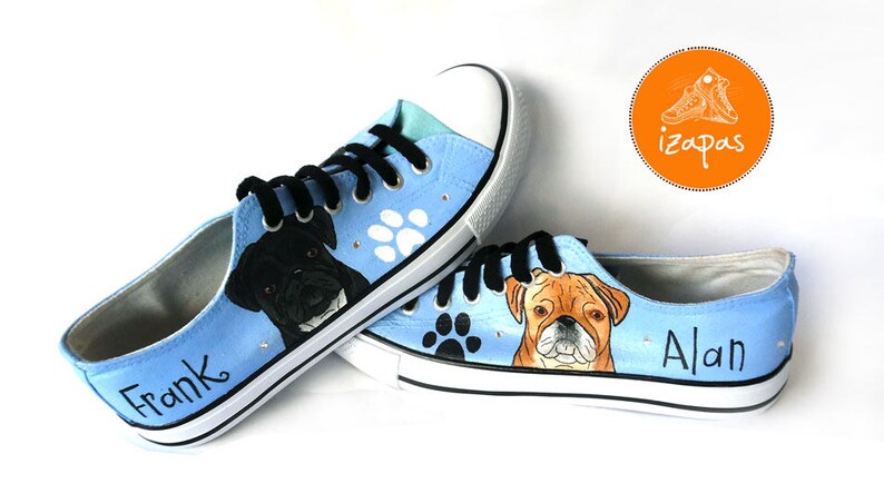 Pug Painted Sneakers, personalized dog canvas shoes, custom converse, dog shoes, low top trainers, pet portrait image 7