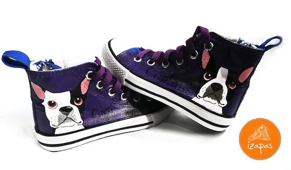 Boston Terrier Dog Unisex Fashion High Top Canvas Shoes Classic Lace Up Canvas Shoes