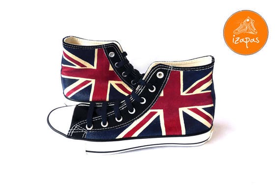 Geometría congelado inoxidable Union Jack Painted Sneakers Personalized Canvas Shoes Custom - Etsy