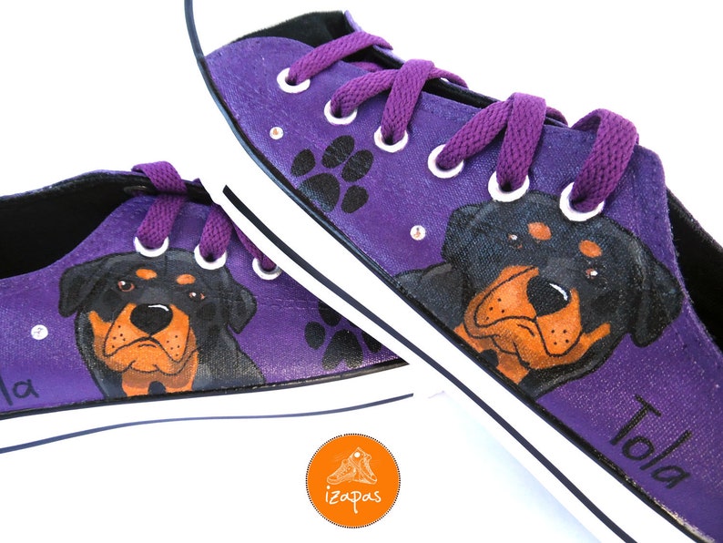 Rottweiler Sneakers Personalized Dog Canvas Shoes Rottie Etsy
