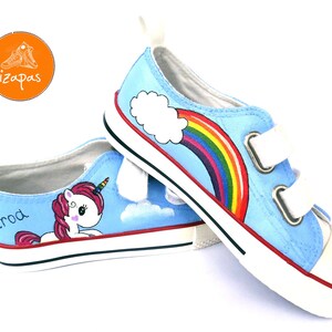 Unicorn rainbow shoes, personalized Painted Sneakers, canvas shoes, custom converse, unicorn sneakers, low tops, children adult trainers image 2