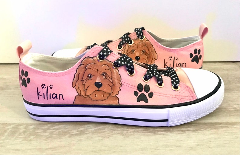 Goldendoodle Sneakers, personalized dog canvas shoes, Golden Doodle, custom converse, dog shoes, low top trainers, pet portrait image 3