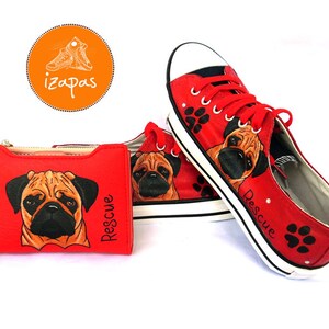 Pug Painted Sneakers, personalized dog canvas shoes, custom converse, dog shoes, low top trainers, pet portrait image 8