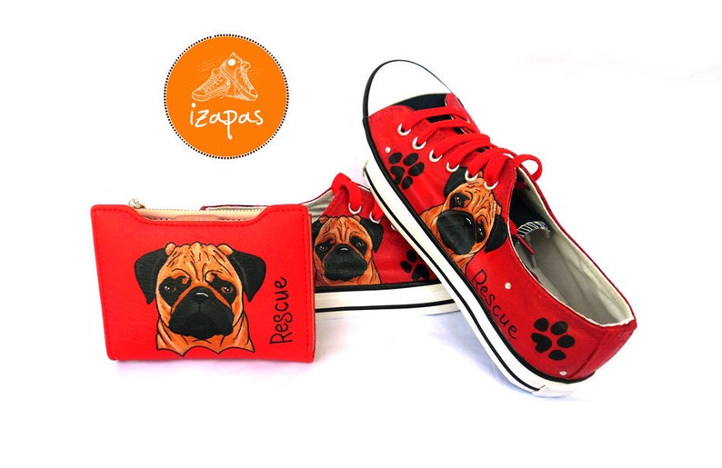 Pug Painted Sneakers, personalized dog canvas shoes, custom converse, dog shoes, low top trainers, pet portrait image 8
