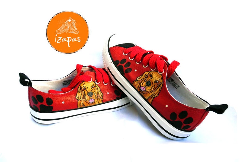 Golden Retriever Painted Sneakers, personalized dog canvas shoes, custom converse, dog shoes, low top trainers, pet portrait image 3