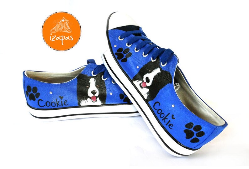Border Collie Painted Sneakers Personalized Dog Canvas Shoes Etsy UK
