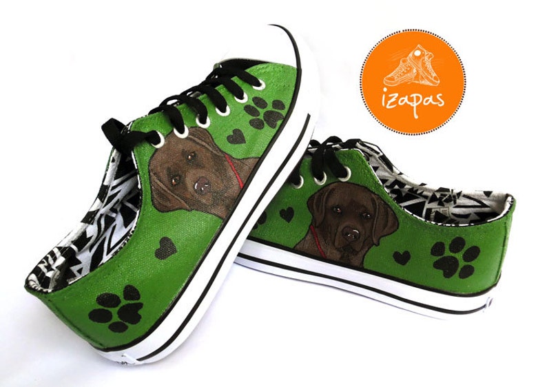 Labrador Painted Sneakers, personalized dog canvas shoes, Labrador Retriever, custom converse, dog shoes, low top trainers, pet portrait image 2