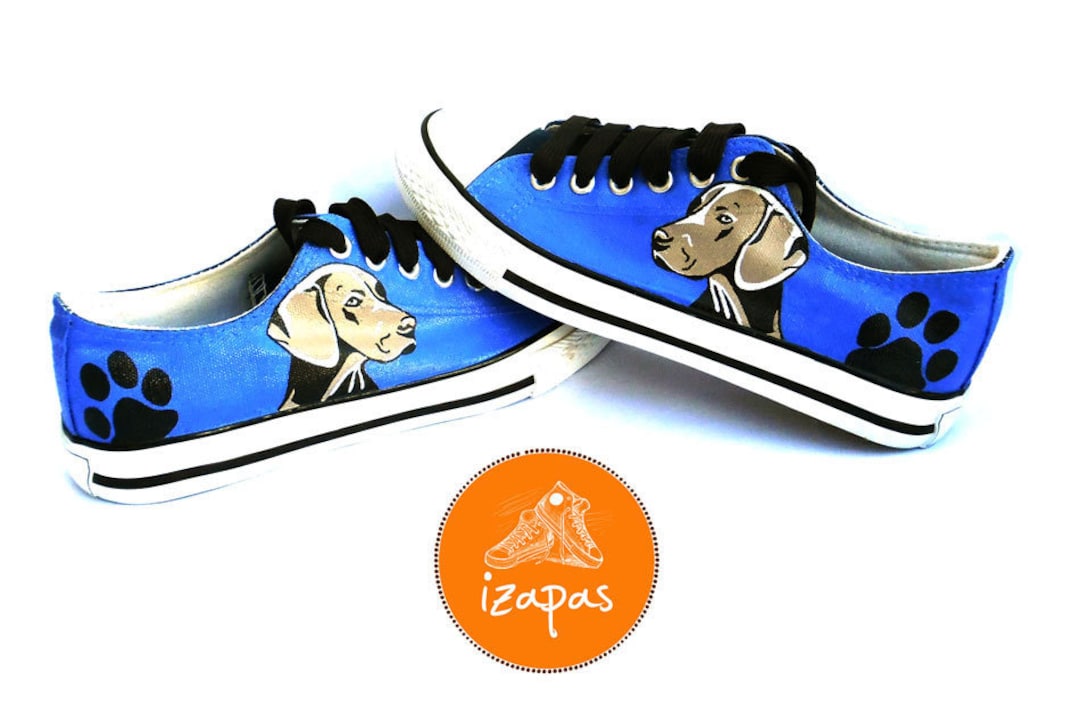 Weimaraner Painted Sneakers, Personalized Dog Canvas Shoes, Custom