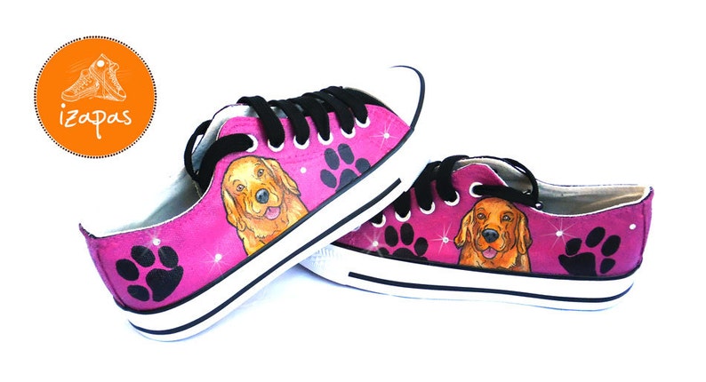 Golden Retriever Painted Sneakers, personalized dog canvas shoes, custom converse, dog shoes, low top trainers, pet portrait image 4