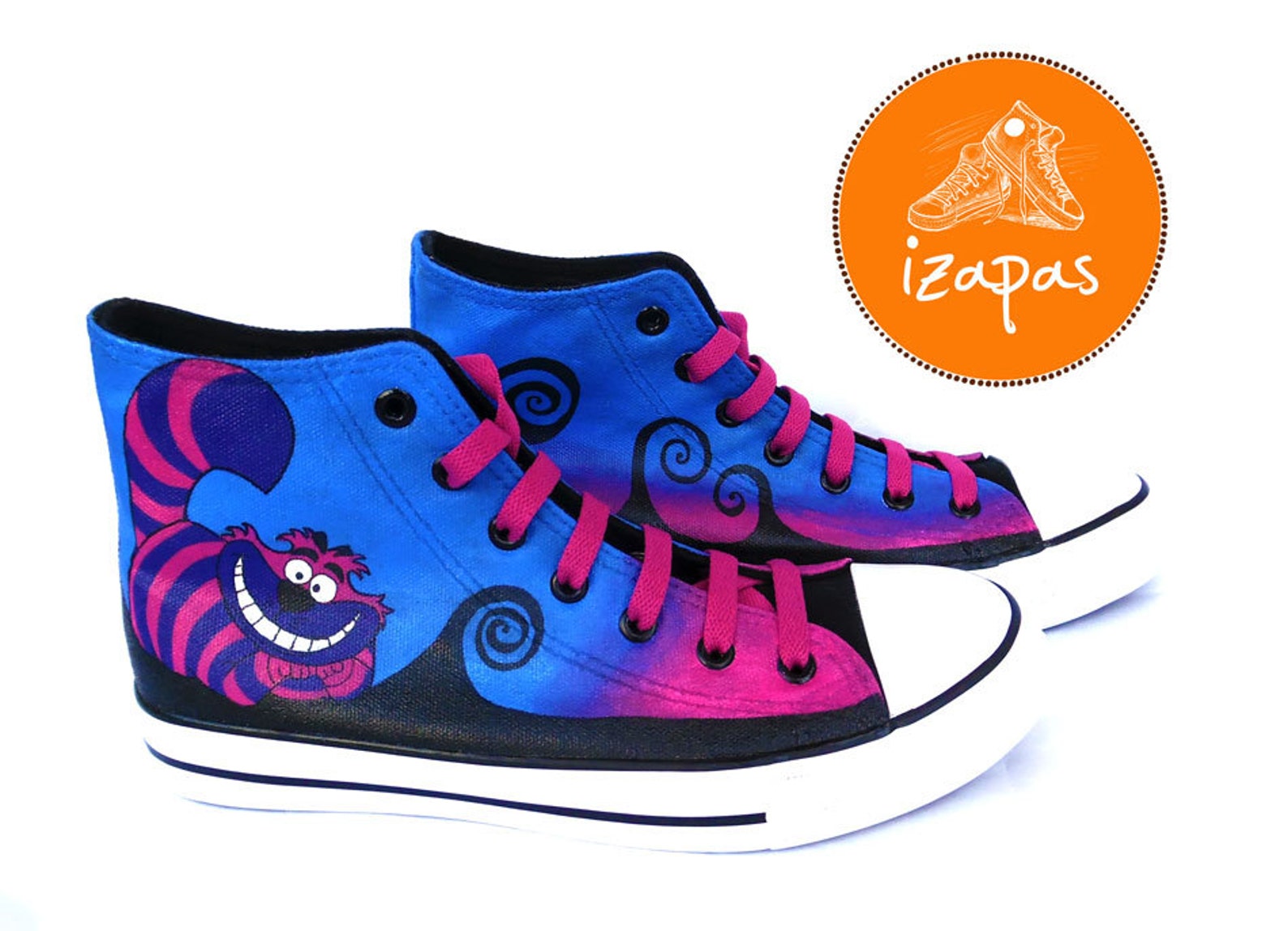 Cheshire Cat Painted Sneakers alice cat canvas shoes custom Etsy