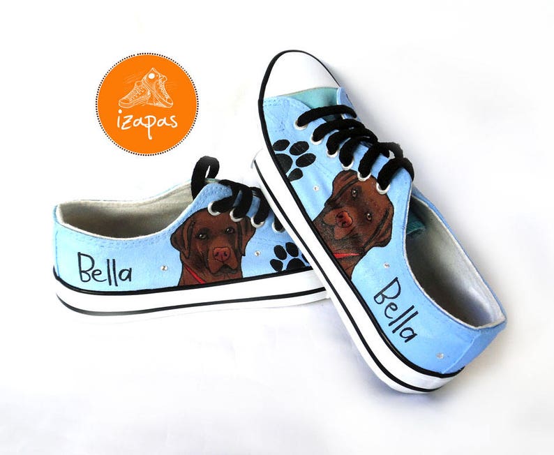Labrador Painted Sneakers, personalized dog canvas shoes, Labrador Retriever, custom converse, dog shoes, low top trainers, pet portrait image 4