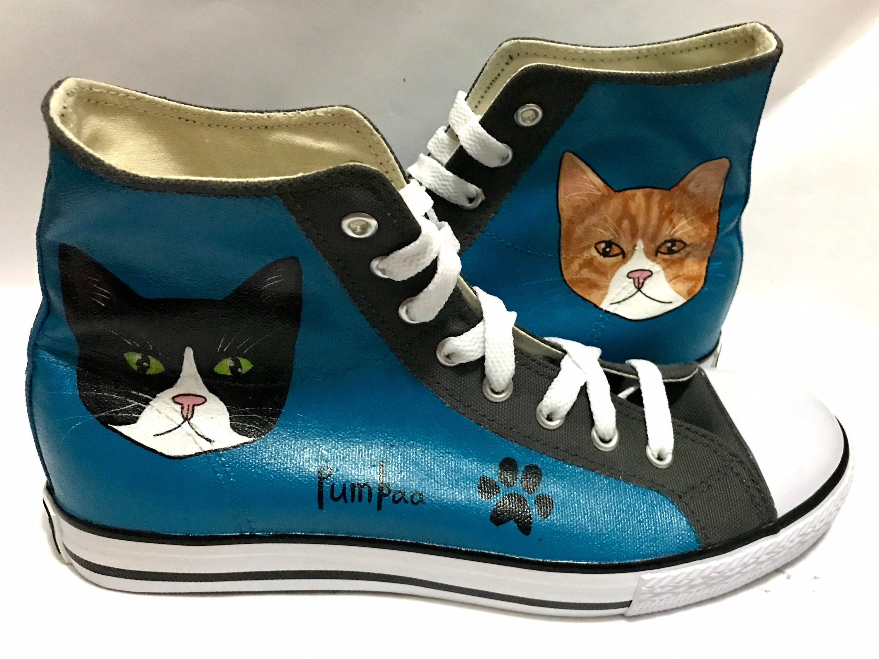Personalized Cat Painted Sneakers Cat Canvas Shoes Custom Etsy UK