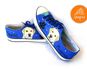 Labrador Painted Sneakers, personalized dog canvas shoes, Labrador Retriever, custom converse, dog shoes, low top trainers, pet portrait