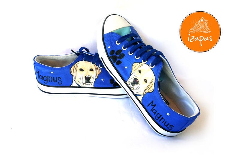 Labrador Painted Sneakers, personalized dog canvas shoes, Labrador Retriever, custom converse, dog shoes, low top trainers, pet portrait image 1