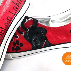 Labrador Painted Sneakers, personalized dog canvas shoes, Labrador Retriever, custom converse, dog shoes, low top trainers, pet portrait image 8