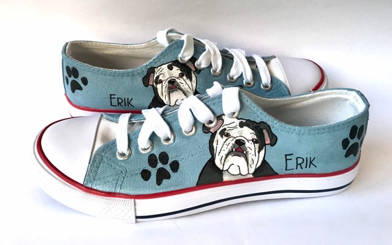 Bulldog Painted Sneakers Personalized Dog Canvas Shoes - Etsy Bulldog Painted Sneakers Personalized Dog Canvas Shoes - Etsy