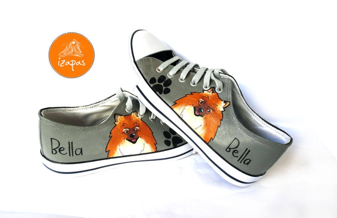 Pomeranian Painted Sneakers Personalized Dog Canvas Shoes Etsy