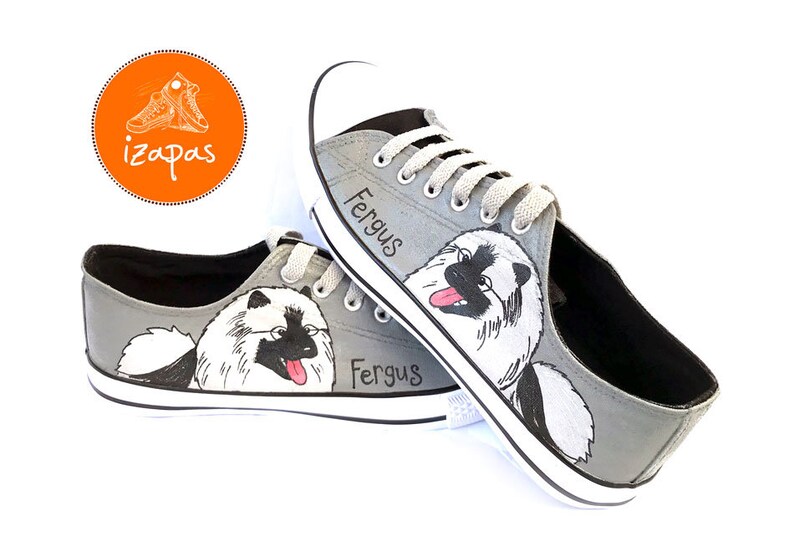 Keeshond Painted Sneakers Personalized Dog Canvas Shoes Etsy