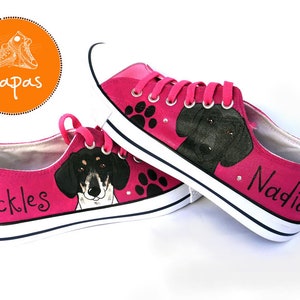 Dachshund Painted Sneakers, personalized dog canvas shoes, smooth haired, doxie, custom converse, dog shoes, low top trainers, pet portrait image 6