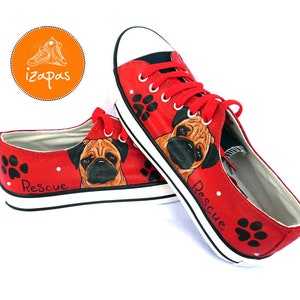 Pug Painted Sneakers, personalized dog canvas shoes, custom converse, dog shoes, low top trainers, pet portrait image 5